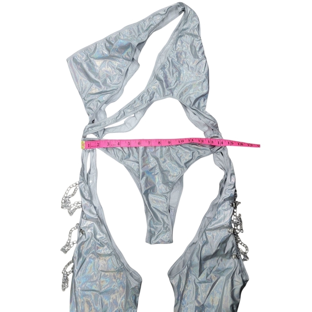 Silver Metallic Rave Jumpsuit - Picture 8 of 14